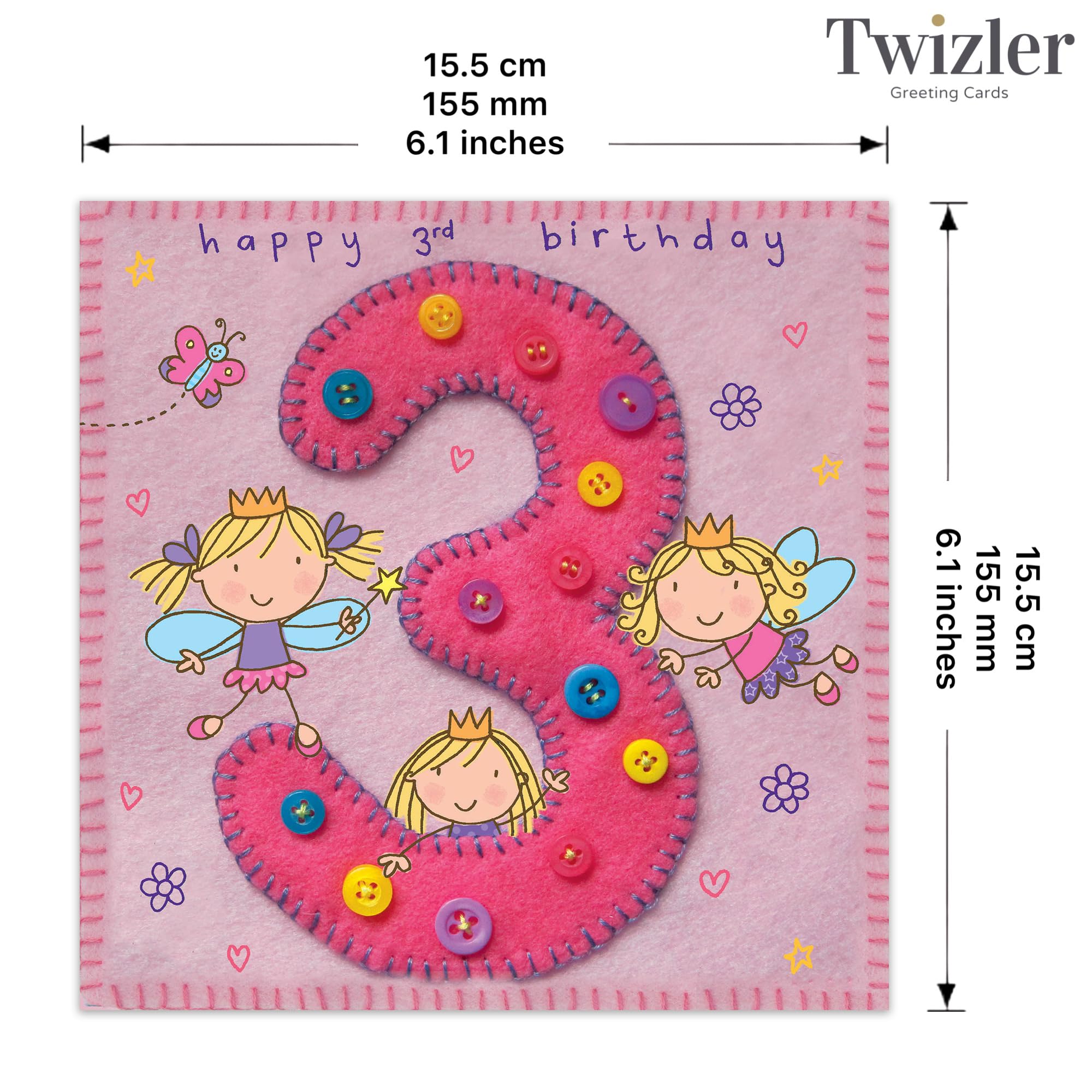 Amazon.com : Twizler 3rd Birthday Card Girl with Fairies
